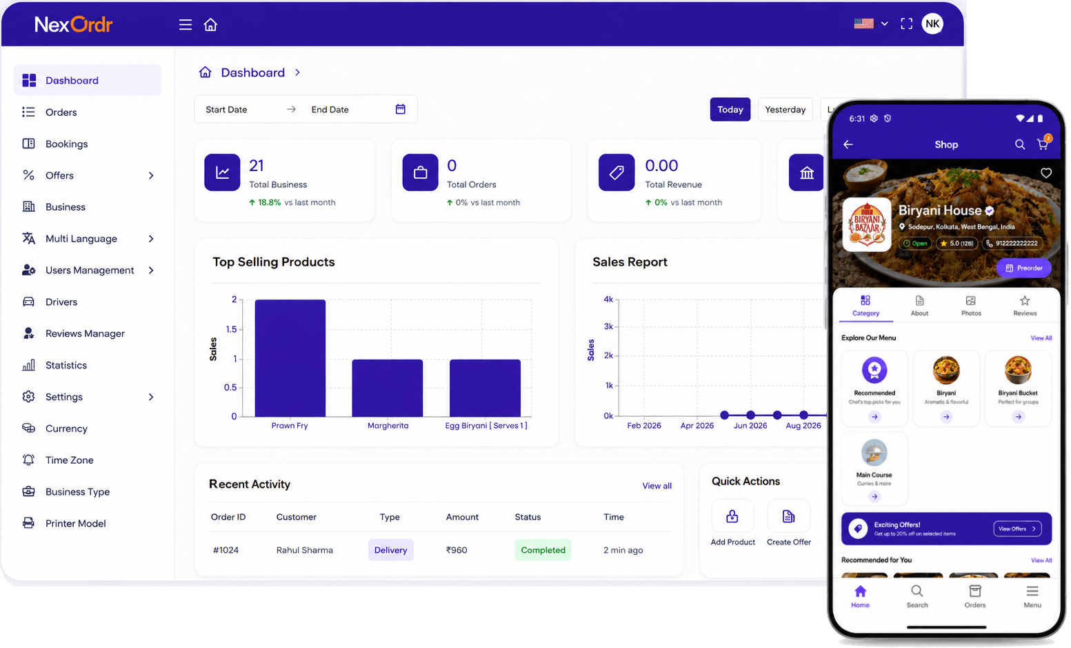 nexordr dashboard